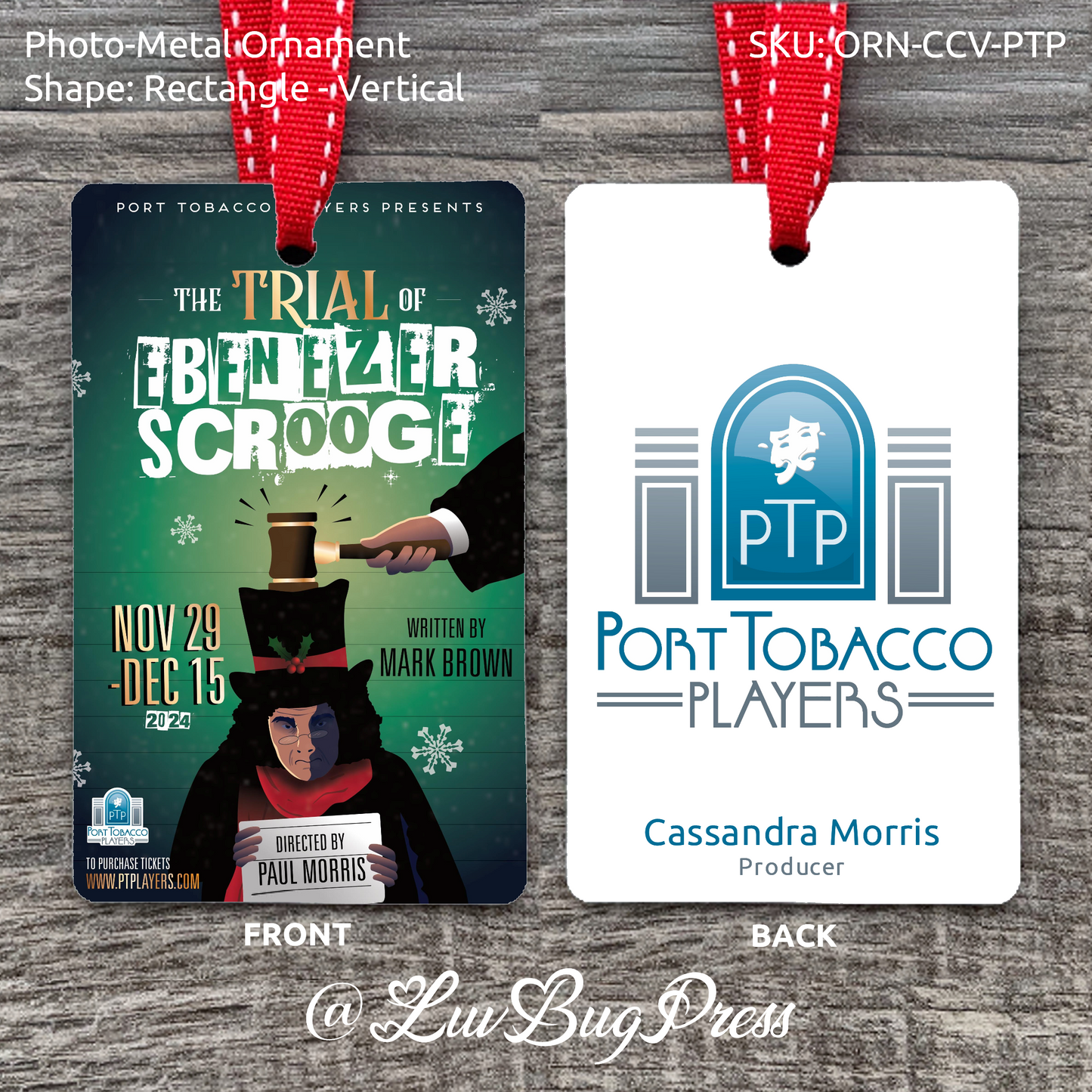 Port Tabacco Players - Photo-Metal Souvenir Ornament - The Trial of Ebenezer Scrooge