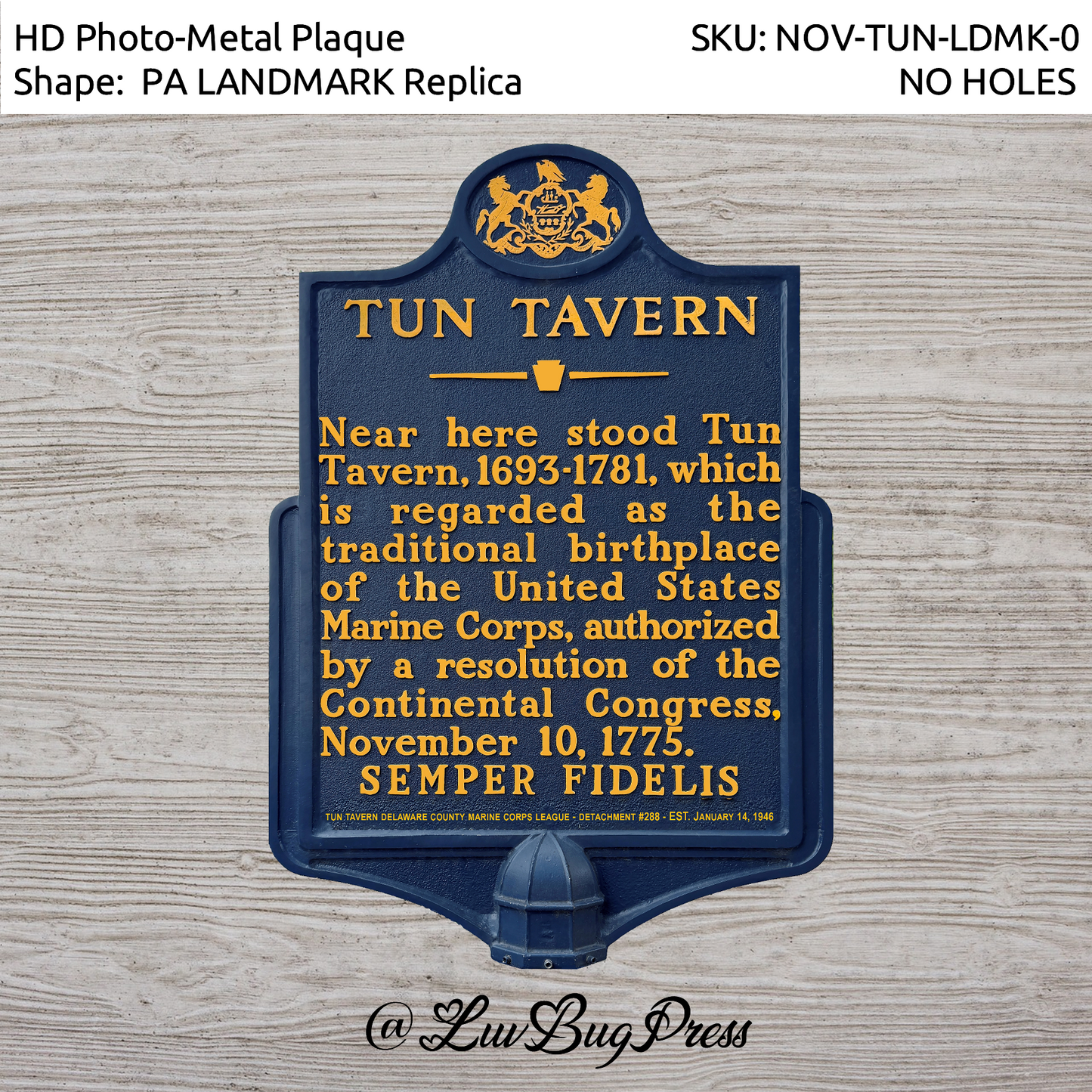 Tun Tavern Landmark Marker Replica