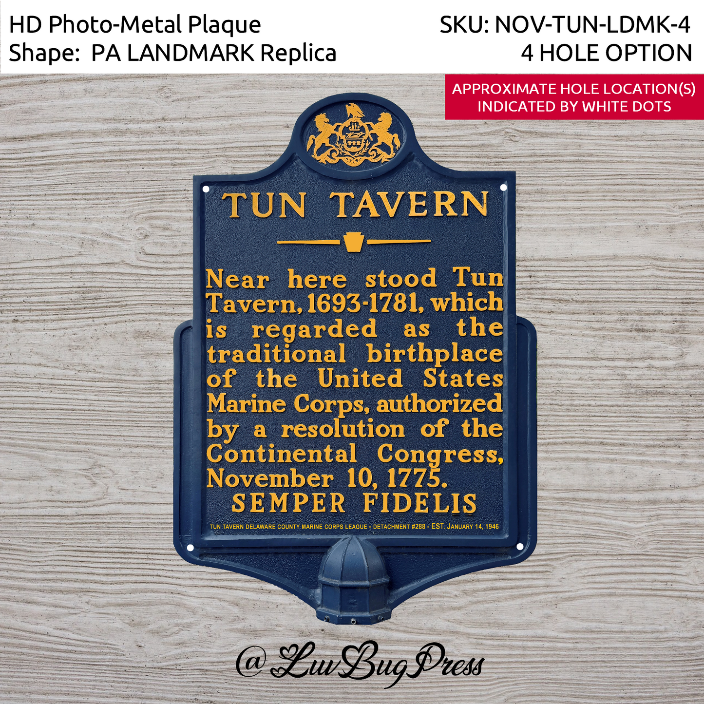 Tun Tavern Landmark Marker Replica