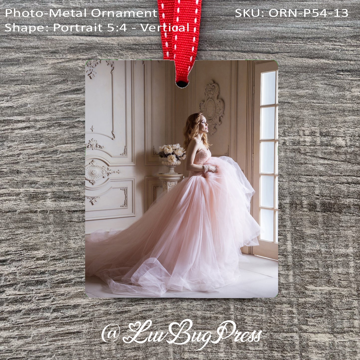 Rectangle 5:4 - Vertical Photo-Metal Ornament