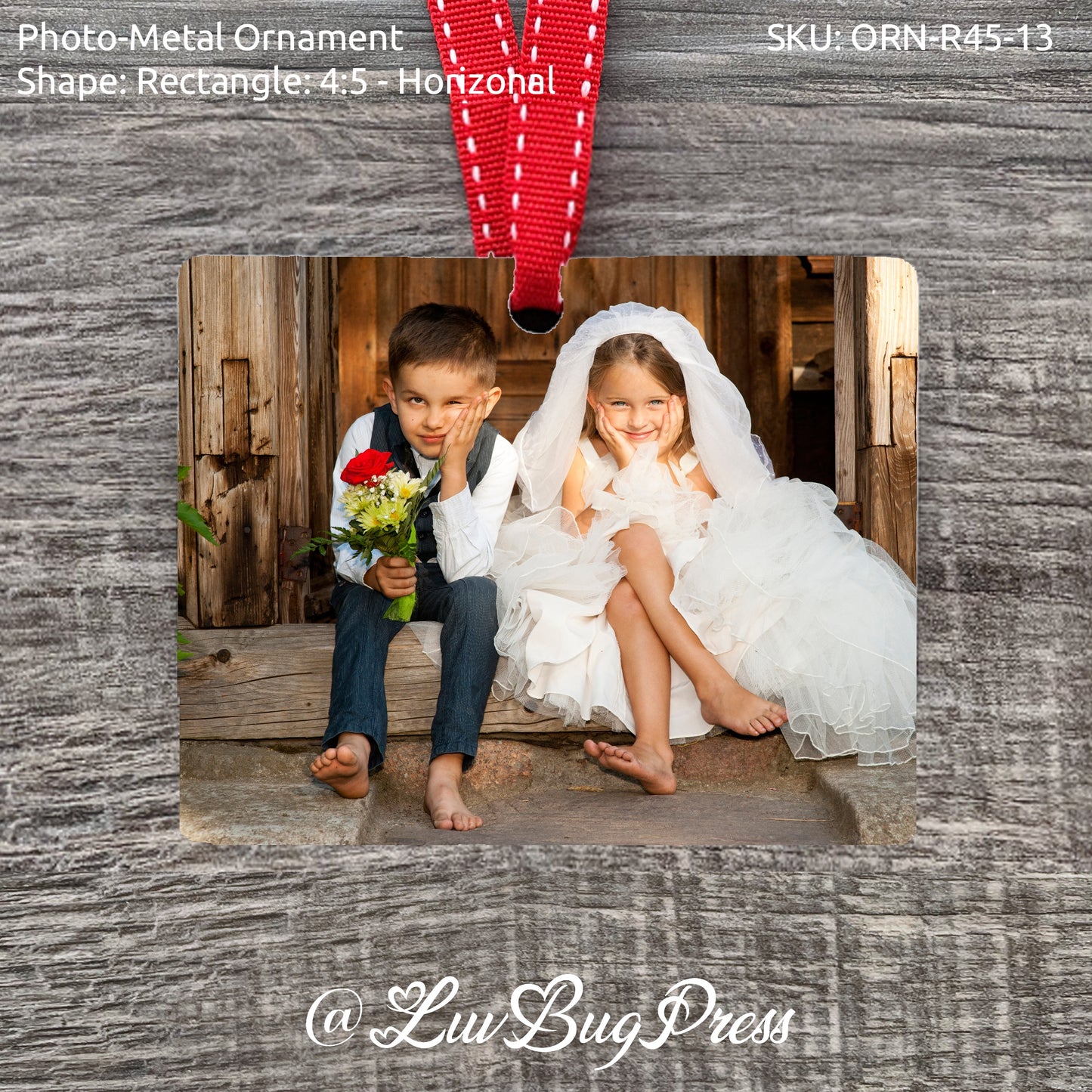 Rectangle 4:5 - Horizontal Photo-Metal Ornament