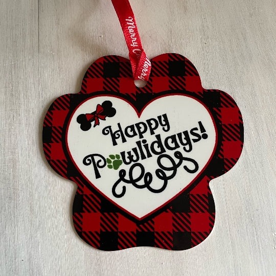 Dog Paw Photo-Metal Ornament