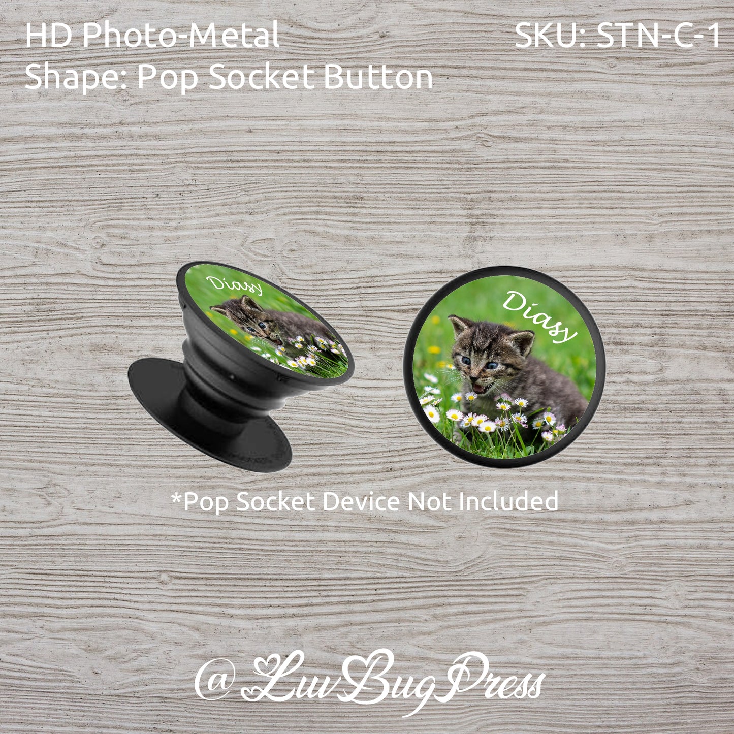 Novelty Photo-Metal Pop Socket Button