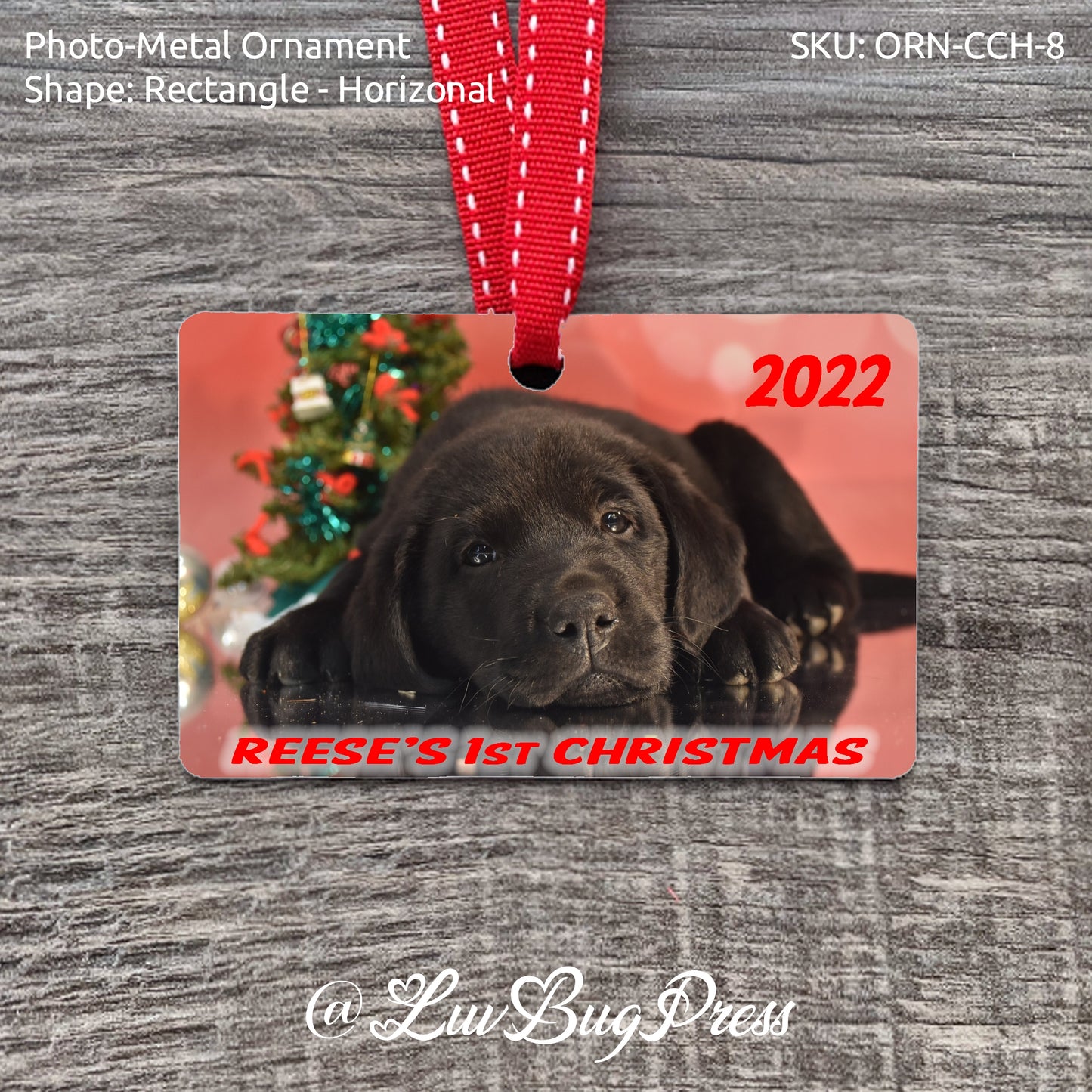 Rectangle - Horizonal Photo-Metal Ornament