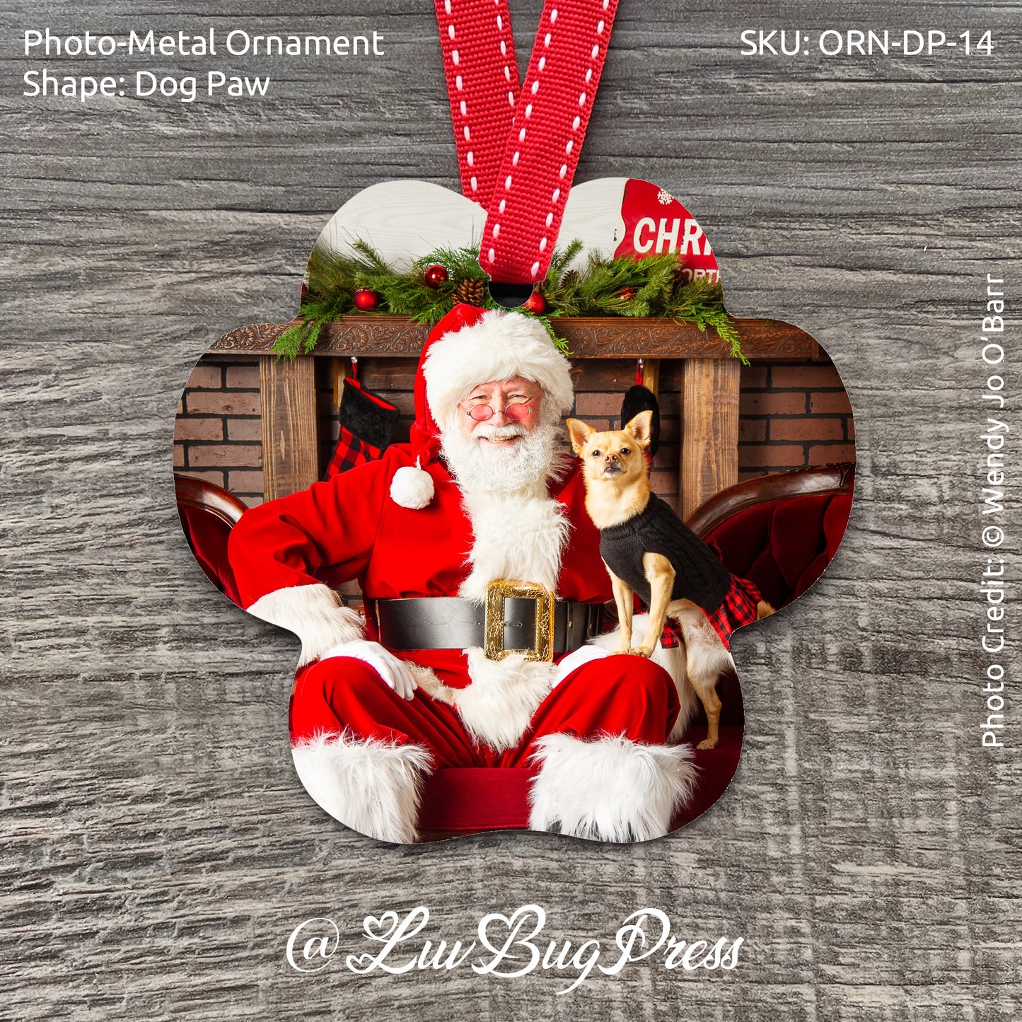 Dog Paw Photo-Metal Ornament