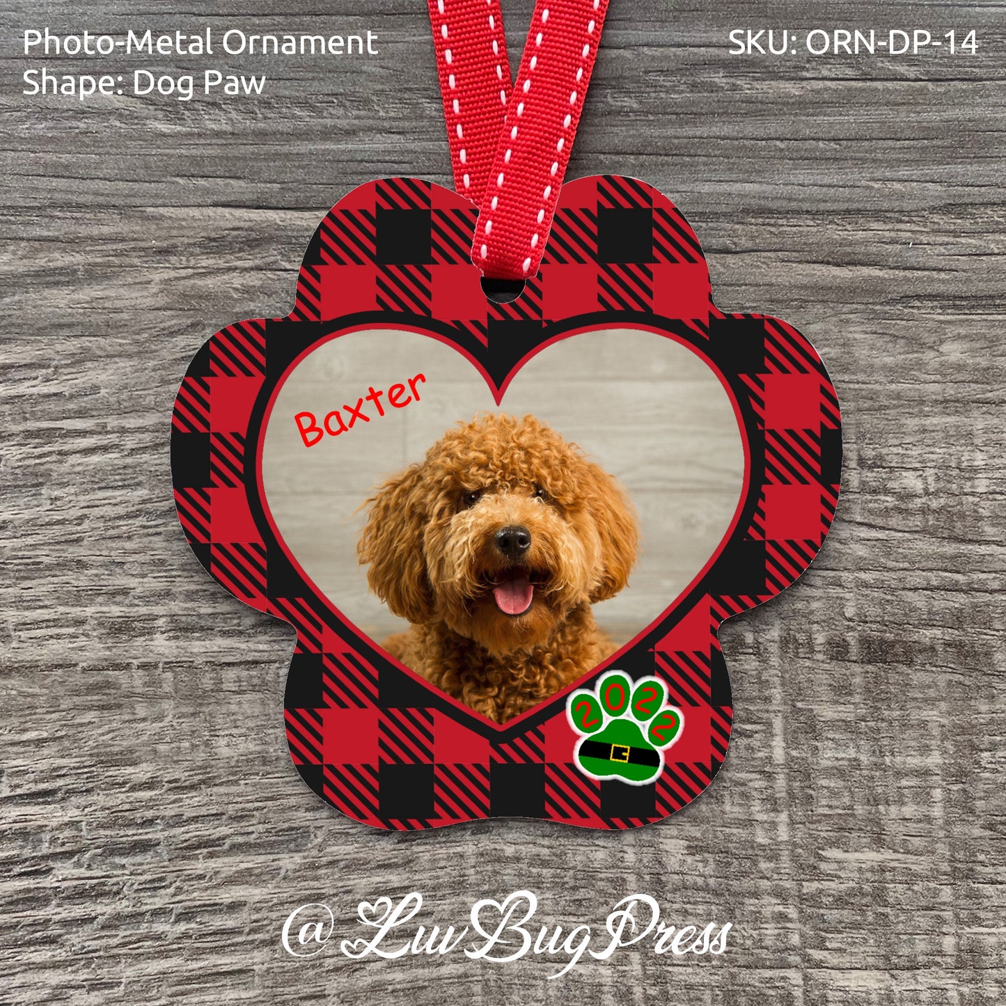 Dog Paw Photo-Metal Ornament