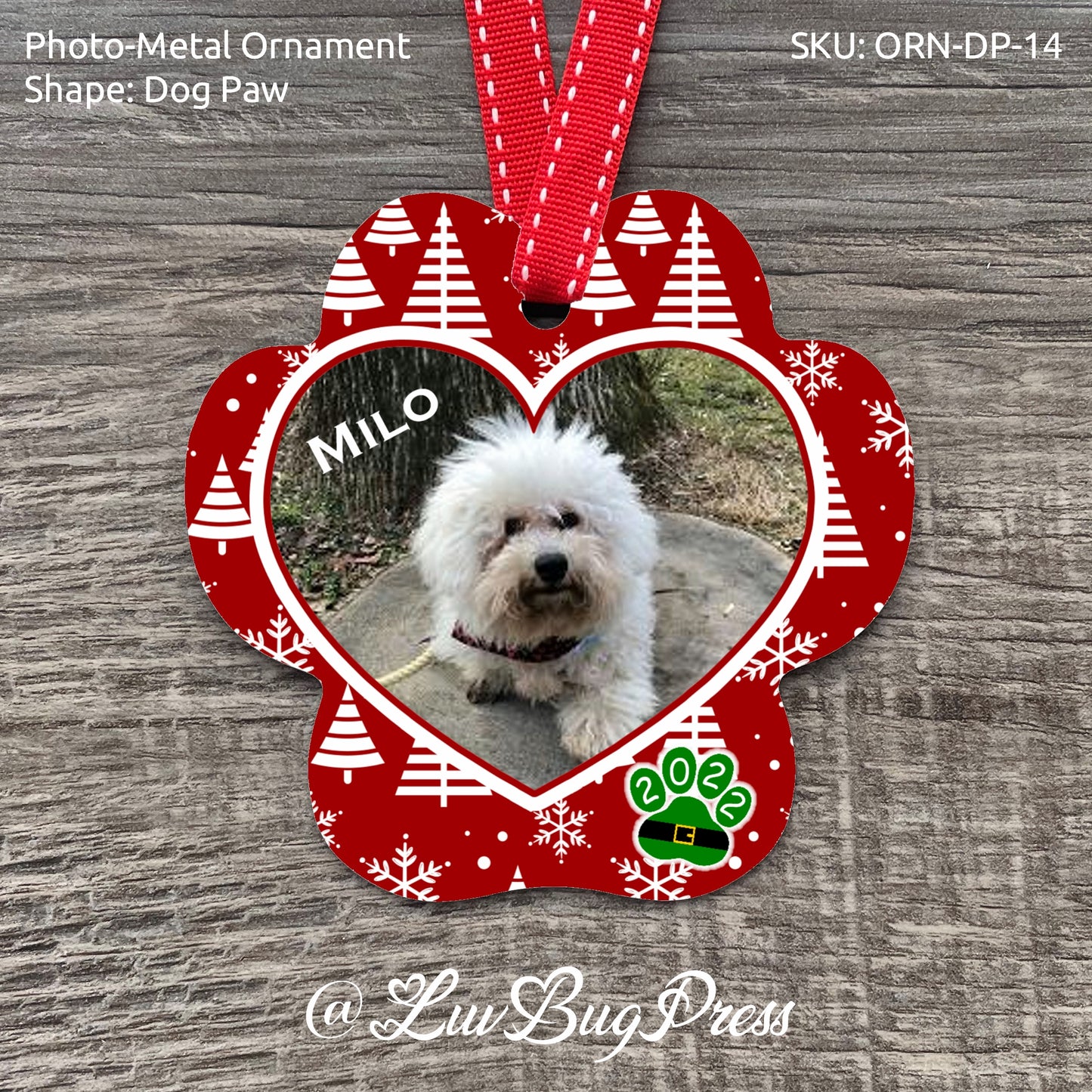 Dog Paw Photo-Metal Ornament