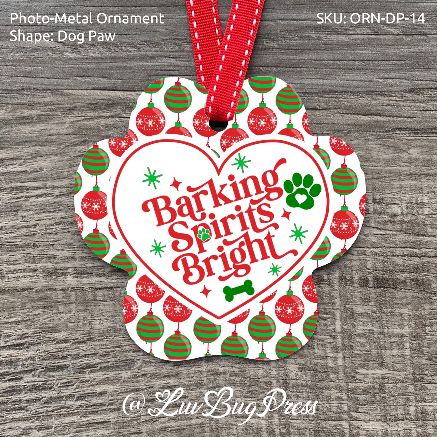 Dog Paw Photo-Metal Ornament
