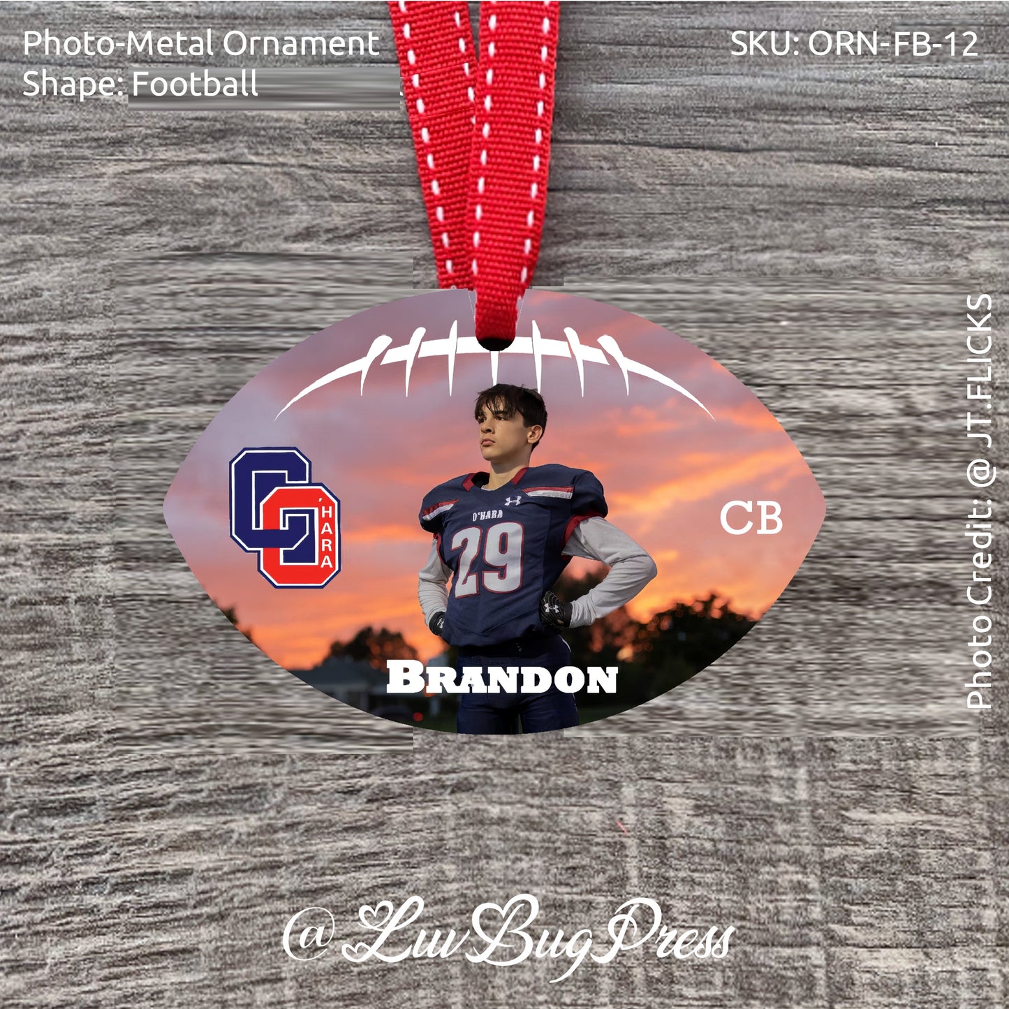 Football Photo-Metal Ornament