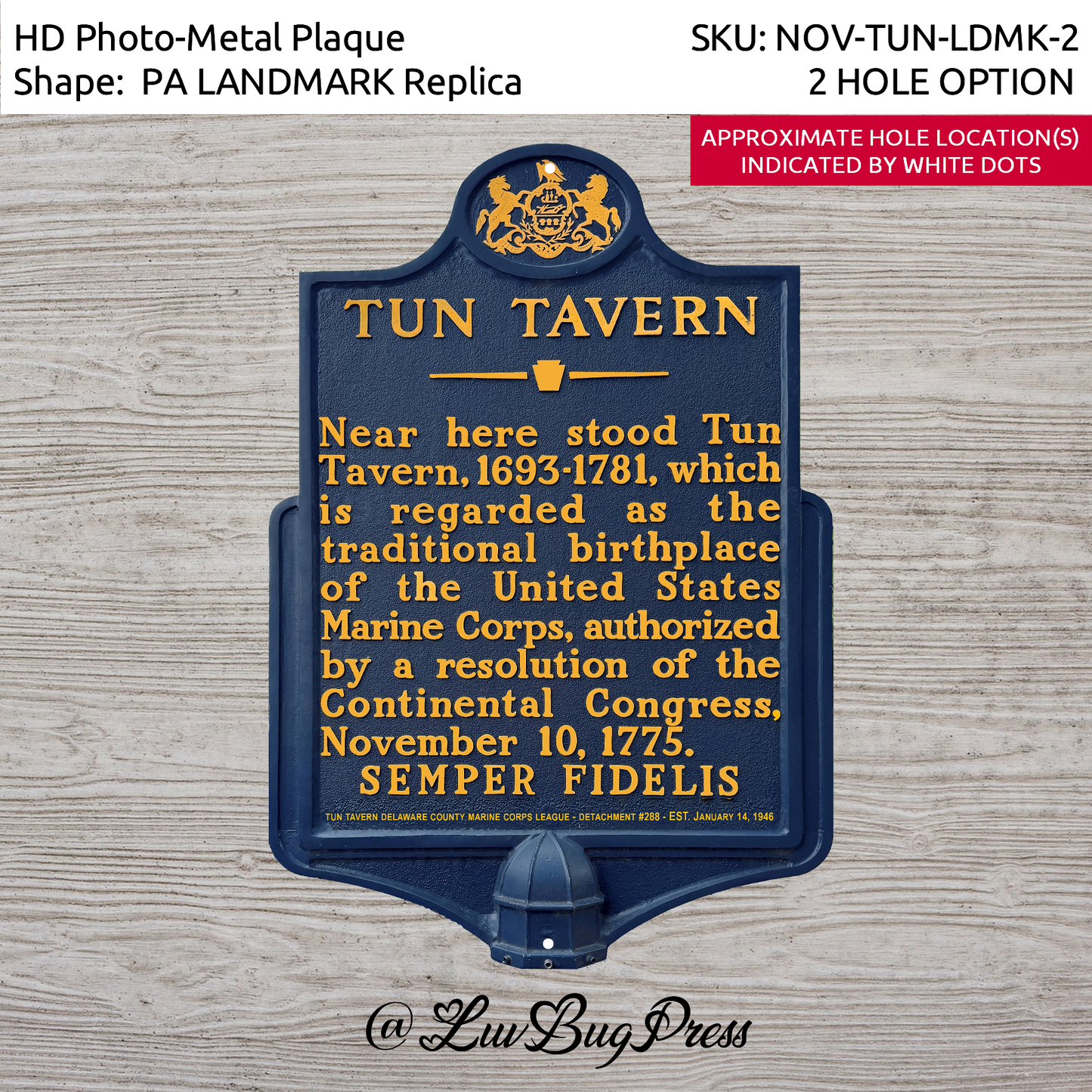 Tun Tavern Landmark Marker Replica