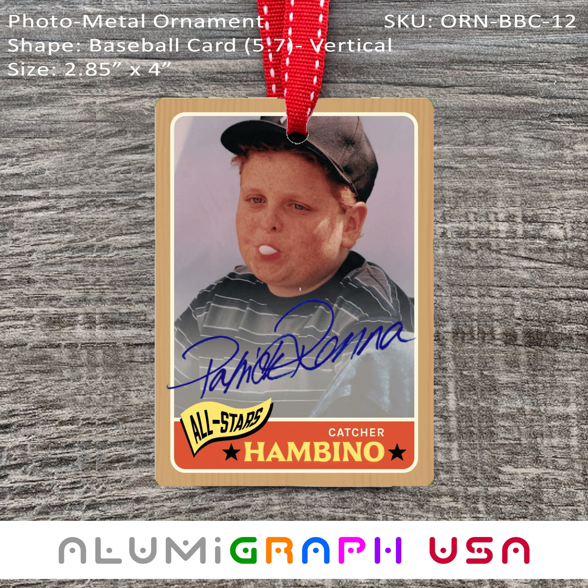 Baseball Card - Vertical Photo-Metal Ornament