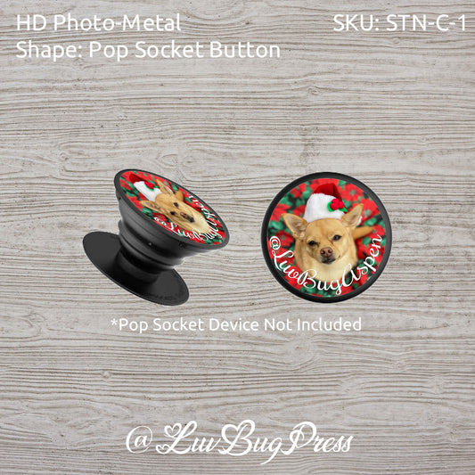 Novelty Photo-Metal Pop Socket Button