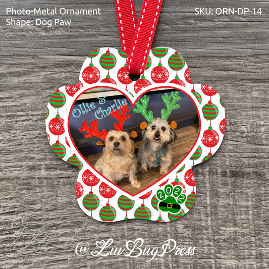 Dog Paw Photo-Metal Ornament