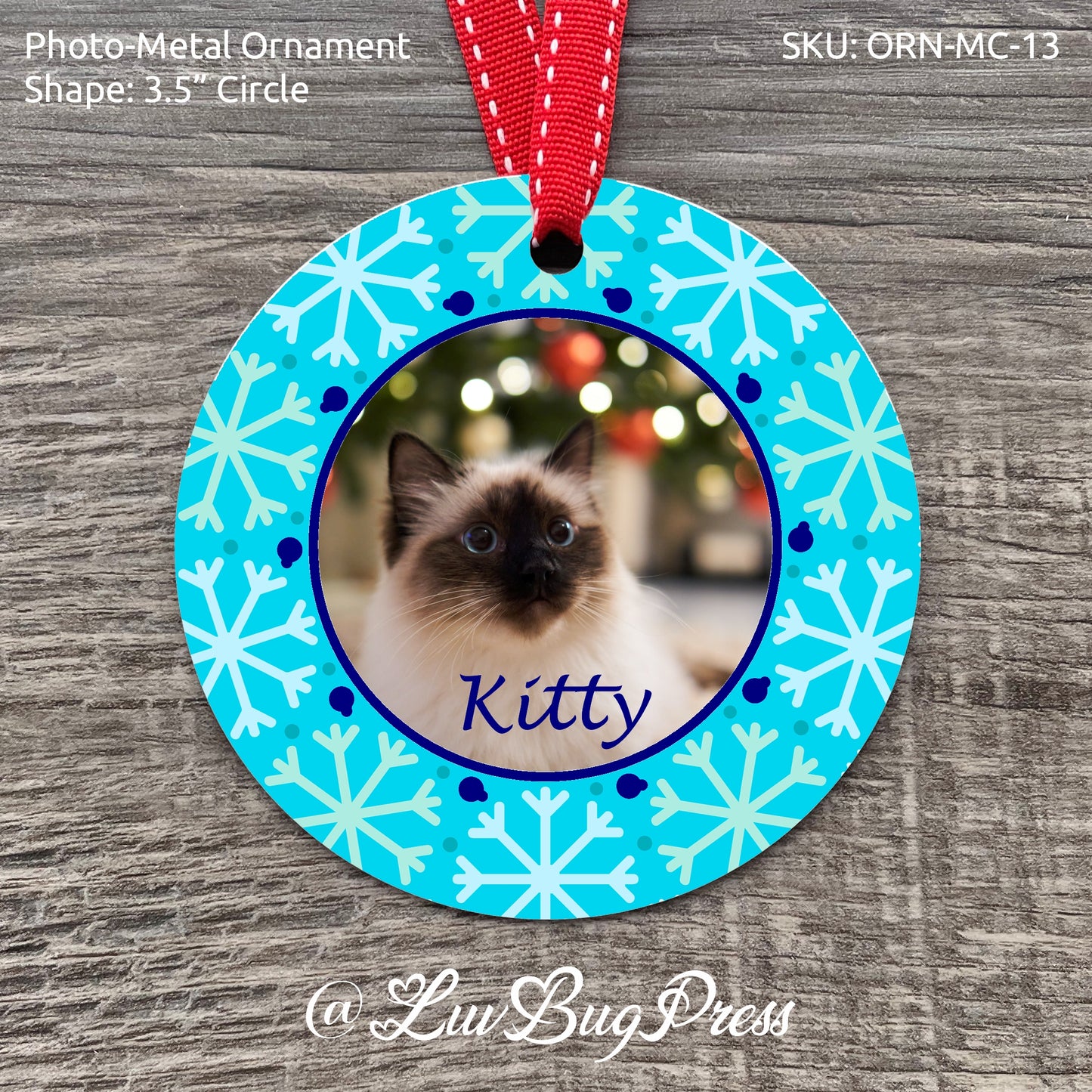 3.5" Circle Photo-Metal Ornament