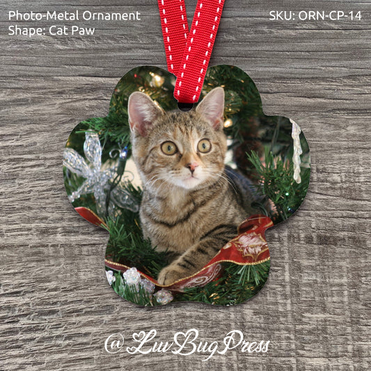 Cat Paw Photo-Metal Ornament